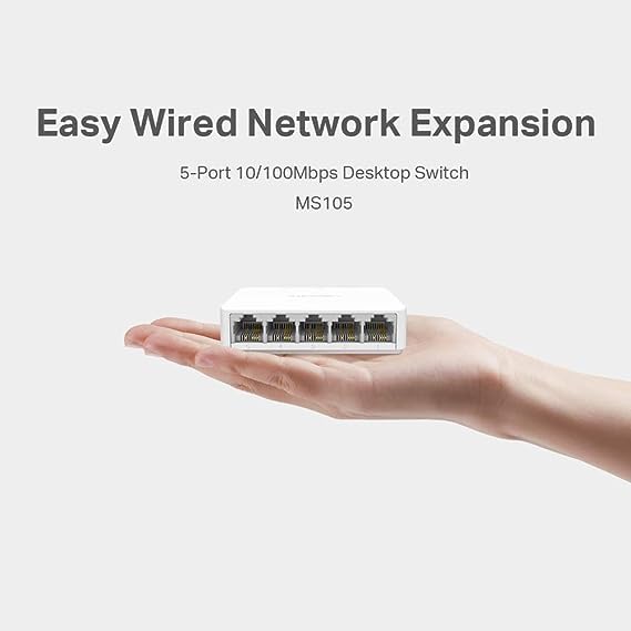 Image of 5 Port Ethernet Switch, Fast Ethernet Switch Plug and Play 10 /100Mbps Reliable 100-240V Prevents Rust Easy to Set Up for Office