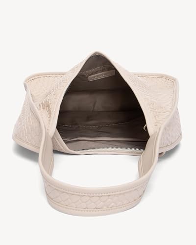 Image of NEWBELLA Hobo Purse, PU Leather Shoulder Bag, Tote Handbag for Work and Travel (Woven Cream)