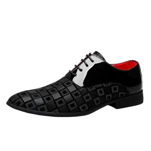 Men's Lace-Up Non-Slip Fashion Cap Toe Oxford Arch Support Formal Patent Shoes for Business Commuting Party Daily Activity