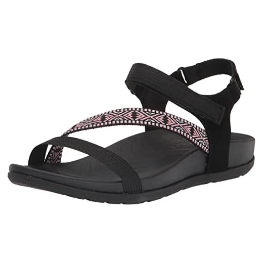 Skechers Reggae-Lite-Beachy Surprise, Sandalia con Pulsera Mujer, Black/Pink, 39 EU