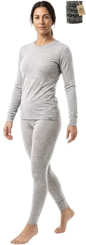 Image of MERINNOVATION Merino Wool Base Layer Set for Women 100% Merino Wool Thermal Underwear Sets Lite - Midweight Top Tank Bottom
