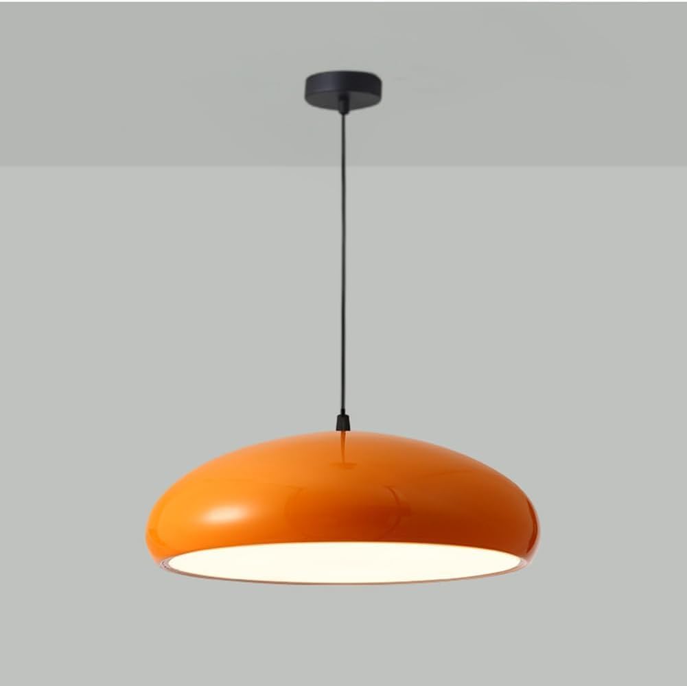 Nordic Orange Dome Pendant Light Fixtures Oversized Mid Century Modern Pendant Ceiling Light 3 Lights Metal Hanging Lamp Large Pendant Lighting for Dining Room - 17.7-Inch Aluminum Shade