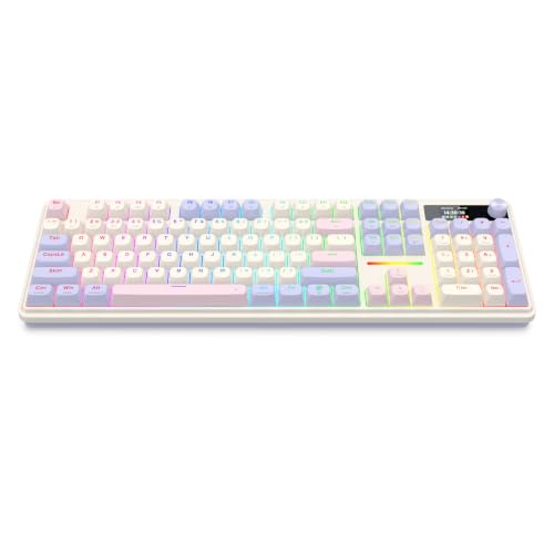 Image of Redragon K762 Wireless Gasket Mechanical Gaming Keyboard, LED Screen & Knob | Easy-Control TFT Info Display, Cushioned 5-Layer Noise Dampening for Creamy Thocky Sound, Round PBT Keycap, 104 Custom Switch