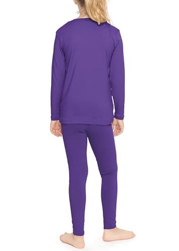 Image of STRETCH IS COMFORT Girls 2 Piece Hoodie Short Sleeve Long Sleeve Crew Neck Top and Leggings Set Kids Thermals Underwear Set