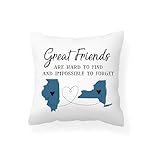 Canary Road Personalized Two State Great Friends Pillow | Decorative Accent Throw Pillow | Long Distance Family and Friends Gift | Custom Pillow for Two State or Country Design