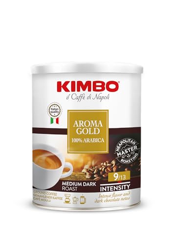 Kimbo Caffè Macinato, 250 gr, Miscela Aroma Gold 100% Arabica,