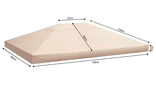 QUICK STAR Ersatzdach für Blätter Pavillon 3x4m Pavillondach Sand Ersatzbezug