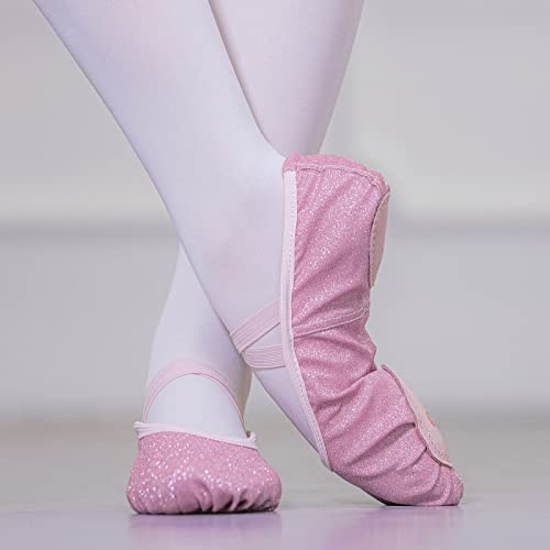 Girls Ballet Shoes Glitter Split-Sole Dance Slippers Toddler Kid Practice Flats Girls Slip On Dress Shoes2