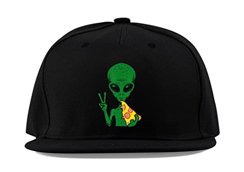 Casquette baseball Alien Holding Peace Sign coton noir visière plate snapback streetwear homme