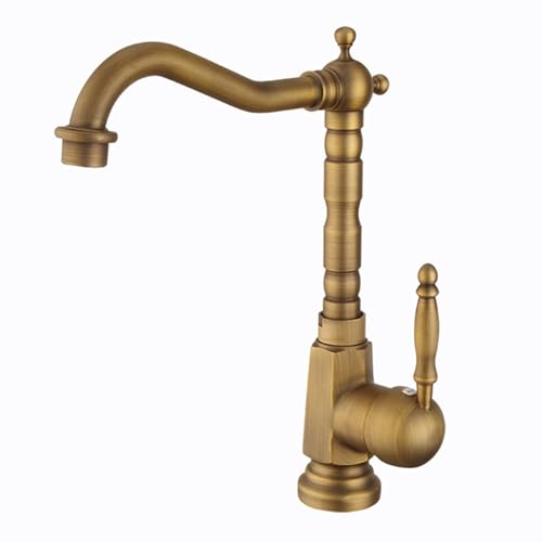 EGTink Robinet de Cuisine Antique Laiton,Mitigeur Robinet de Cuisine,Robinet d'évier de Cuisine Haute Pression Rotatif à 360°,Robinetterie de Cuisine Rétro Chaud et...