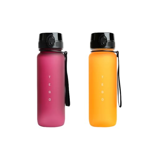 Image of TEGO Rise Tritan Water Bottle | 800ml Secure Flip Lock Lid | BPA-Free, Durable & Impact-Resistant | Wrist Strap for Easy Carry | Hydration Tracker | Gym, Office, Travel Water Bottle- Pack of 2