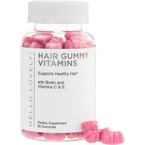 Hello Lovely! Hair Vitamins Gummy with Biotin 5000 mcg Vitamin E & C Support Hair Growth, Premium Vegetarian Non-GMO, for Stronger Beautiful Hair, Skin & Nails Supplement - 60 Bear Gummies Cover