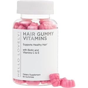 Hello Lovely! Hair Vitamins Gummies with Biotin 5000 mcg Vitamin E & C Support Hair Growth, Premium Vegetarian Non-GMO, for Stronger Beautiful Hair, Skin & Nails Supplement – 60 Gummy Bears