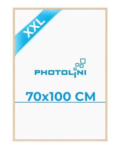 PHOTOLINI Bilderrahmen 70x100 Natur, großer Bilderrahmen 70x100 Holz MDF,...