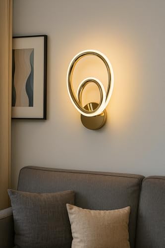 Image of Modern LED Ring Wall Lamp | Luxury Gold Finish Wall Light for Living Room & Bedroom | Warm White Decorative Wall Sconce
