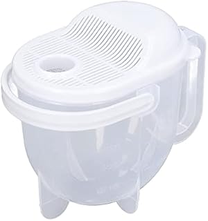 Myjka do Ryżu, Plastikowy Spłukiwanie Wodą Typu Komosa Ryżowa Miska do Mycia Ryżu ze Skalą Warzyw Owocowy Sitko do Makaronu Durszlak Kuchenny z Uchwytem