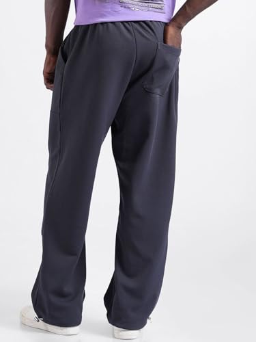 Image of The Indian Garage Co Men Loose Wide Leg Solid Mid-Rise Elasticated Utility Cargo Joggers