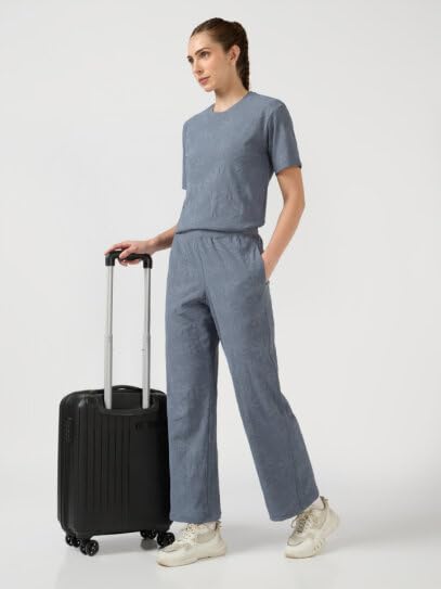 Image of TECHNOSPORT Women Textured Straight Fit Trackpants for Casual Wear, Travel Wear, Gym Wear