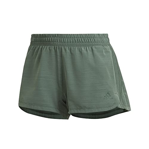 Image of adidas Women's Pacer 3-Stripes Woven Heather Shorts, Green Oxide, XL