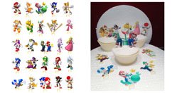 Fabulous Cake Toppers Ensemble de décorations de gâteau comestibles sur pied en feuille de gaufrette Personnages de Mario Bross et Sonic - 25 pièces Cover