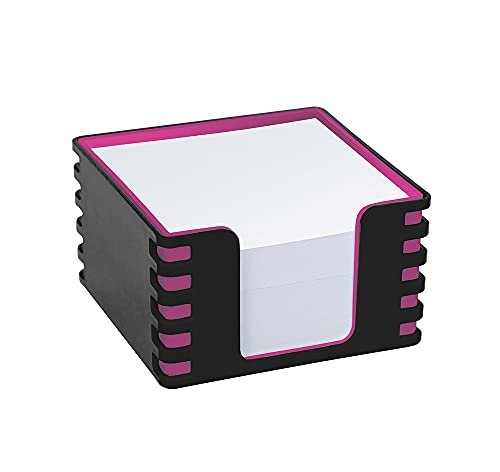 WAYTEX 931088BR Bloc mémo de 350 notes blanches 9 x 9 cm avec support plastique bicolore noir - rose