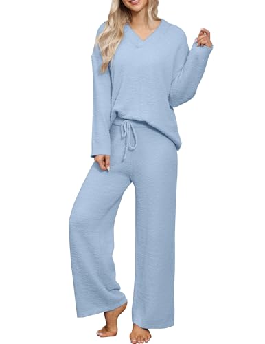 HNG Lounge Sets for Women Two Piece Outfits Fuzzy Fleece