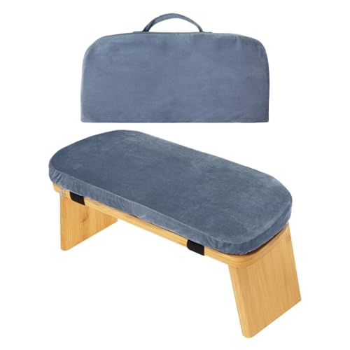 Banco de meditación de madera, silla de oración, taburete de meditación plegable, 45 x 17 x 15 cm, cojín cómodo, fácil de instalar y almacenar, diseño ergonómico para yoga o sentarse