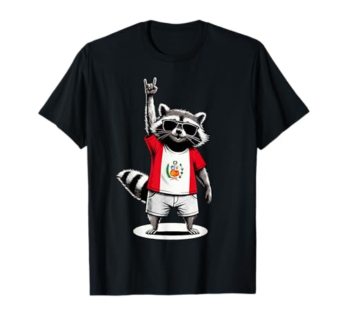 Drapeau du Pérou Drôle Raton Laveur Pérou T-Shirt
