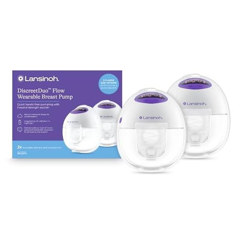 Image of Lansinoh DiscreetDuo Flow Wearable Breast Pump | Hands-Free Electric Pump, Quiet & Rechargeable | Hospital-Grade Suction with Multiple Flange Sizes | Breastfeeding & Pumping Essentials