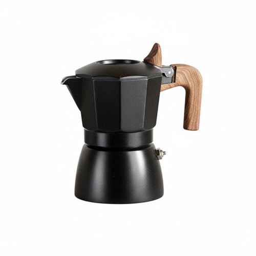 kowaku Cafetera Espresso Stovetop con Base de Acero Inoxidable de Doble Válvula Mango Ergonómico Vertedora Adecuada para Hogar Camping Oficina, Negro, Cerámica