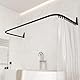 Erica Duschvorhangstange L-form & U-form - 4-in-1 Duschvorhangstangesystem für Badewanne oder Dusche - Duschstange Ecke - Stahl mit Pulverbeschichtung - Ohne Deckenhalterung - Schwarz