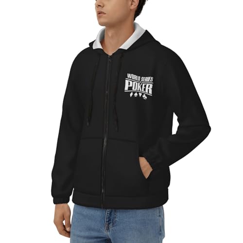 World Series of Poker Hoodies for Men's Zipper Hooded Sweatshirt Black