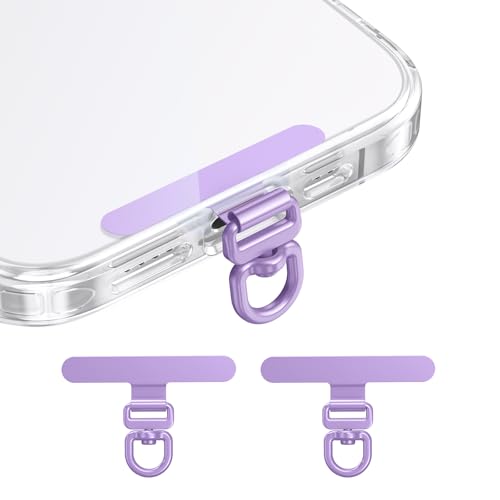 Image of saxsion Phone Tether Tab & Lanyard Tab, 360 Swivel Clip - Ultra Thin Stainless Steel Universal Patch for All Phone Cases