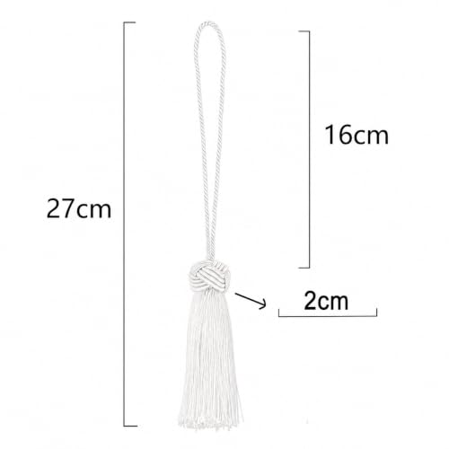 Image of BEL AVENIR 8 Pcs Elegant Polyester Key Tassel Colorful Craft Tassels Charms | Key Tassel for Christmas Tree, DIY Craft Garland Project, Wedding Home Party Decorations, Small Tassel (White)