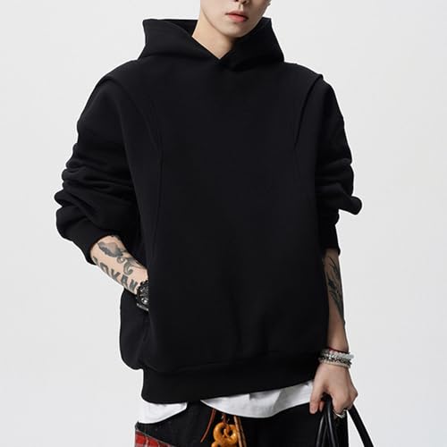 Men's Pullover Casual Sweatshirt Solid Color Hoodie Long Sleeve With Pockets2