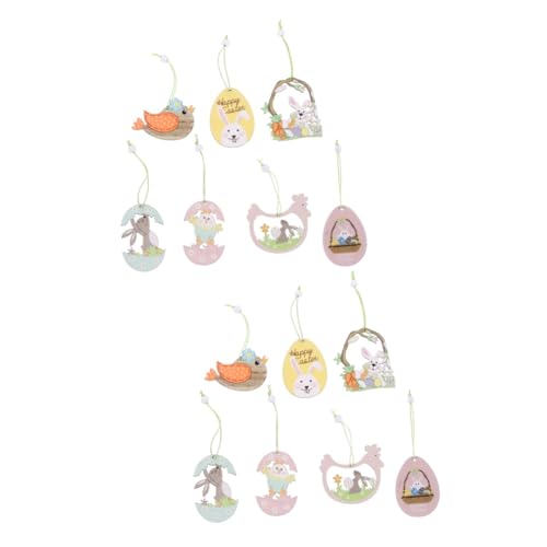 Adornos de Pascua para manualidades y etiquetas de conejito colgante de madera 2