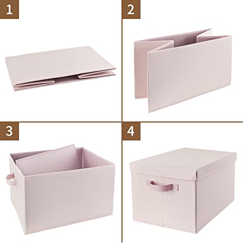 Image of GRANNY SAYS Storage Bins Fabric, Large Storage Bins with Lids, Collapsible Storage Box Closet Shelf, Decorative Storage Baskets for Organizing Bedroom Dorm Nursery, Pink, 3-Pack