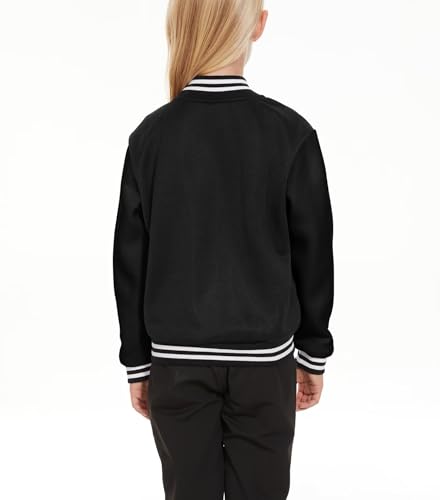 Image of ACEFAST INC Kids Baseball Jacket School Varsity Uniform Casual Sweatshirt Girls Sweater Jacket Baseball Solid Color
