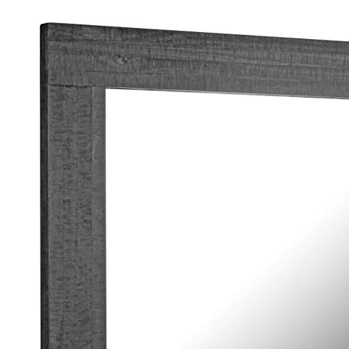 Stonebriar Rustic Rectangular Black Painted Wood Frame Hanging Wall Mirror For Vertical Or Horizontal Display, 24" X 18" #TOP4