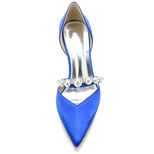 Wedding Shoes Bride High Heel Women Pearl Heels Closed Pointy Toe Satin Pumps Wedding Party Shoes 8.5Cm2