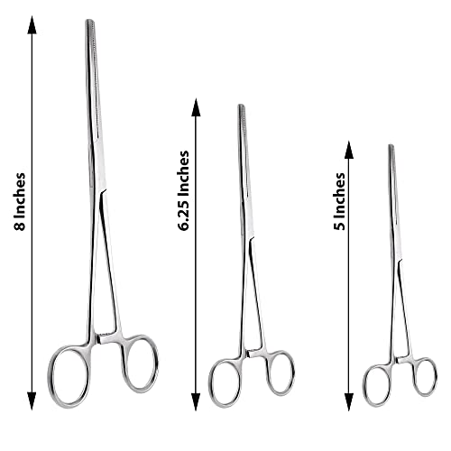 DEXSUR Ultimate Hemostat Set, 6 Piece Ideal for Hobby Tools, Electronics, Fishing and Taxidermy - 8", 6.25" and 5", Stainless Steel, Curved & Straight - Thumbnail 5