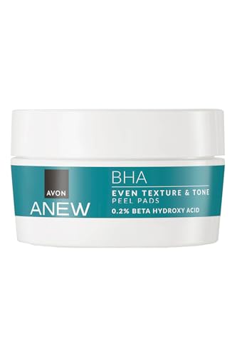 AVON Anew BHA Discos Exfoliantes Faciales con 0.2% Ácido Beta Hidroxi, Even Texture & Tone Peel Pads