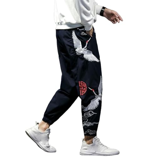Pantalon sarouel slim homme aux broderies chinoises d'automne