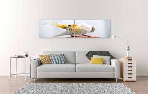 Tableau calopsitte decoration murale salon impression d art oiseau 2 pans