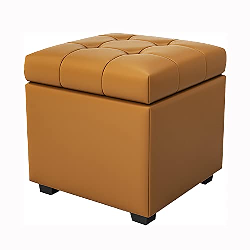 Tabouret de rangement moderne marron 80cm et repose-pieds cuir
