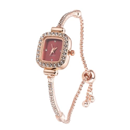 Image of Halukakah Kids' Sparkling Diamond Watch - 18k Real Gold /Rose Gold /Platinum Plated - Multiple Colors Rectangle Dial - Quartz Adjustable Stainless Steel Wristwatch - Suitable for Boys and Girls