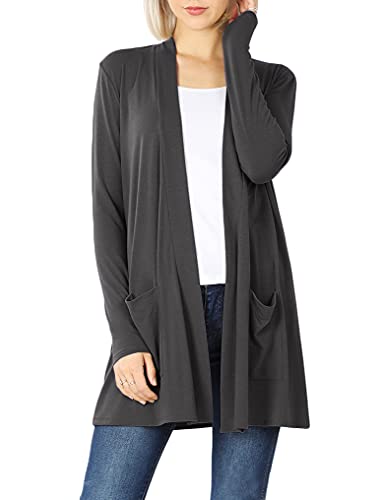 Image of Women's Open Front Cardigan Long Sleeve with Pockets Casual Outwear