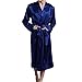 Lu's Chic Men's Silk Robe Lightweight Satin Kimono Summer SPA Lounge Long Sleeve Silky Bath Robe Soft Knee Length Bathrobe with Pocket Blue Large