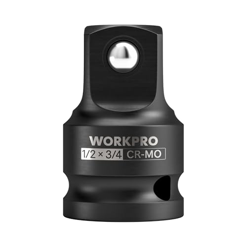 Image of WORKPRO CR-MO 1 /2F to 3 /4M Impact Socket Adapter, Square Drive Reducer | CR-MO Steel, Ball-Detent Retention and Phosphate Finish; 1 /2F-to-3 /4M Conversion for Impact Wrenches, Ratchets and Sockets