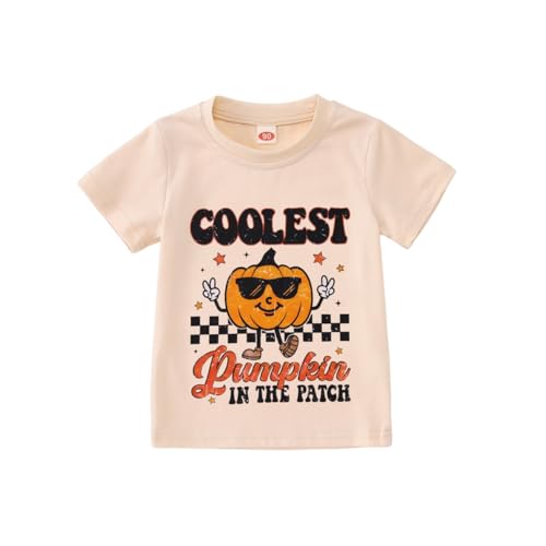 MODNTOGA Toddler Halloween Outfit Baby Boy Girl Coolest Pumpkin Graphic T-Shirt Crewneck Spooky Shirt Pullover Fall Clothes